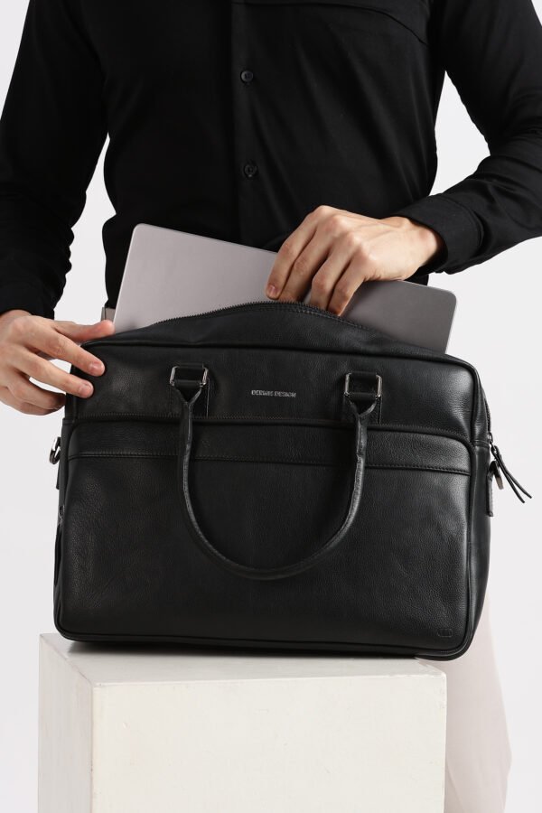 Intérieur Brave Force sacoche ordinateur cuir noir