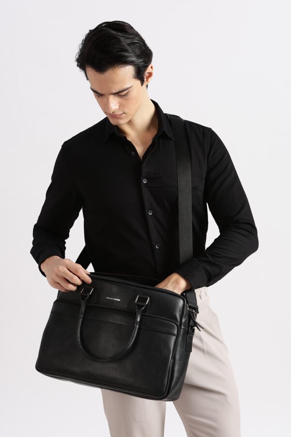 Intérieur Brave Force sacoche ordinateur cuir noir